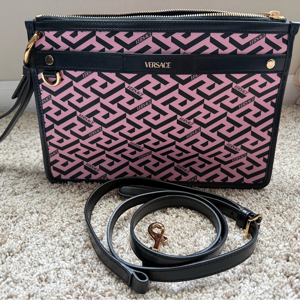 Versace Black and Pink Crossbody Bag